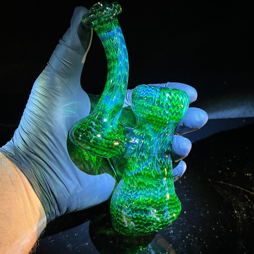 Forest Bubbler with Green Carb Glass Pipe Cose Glass   