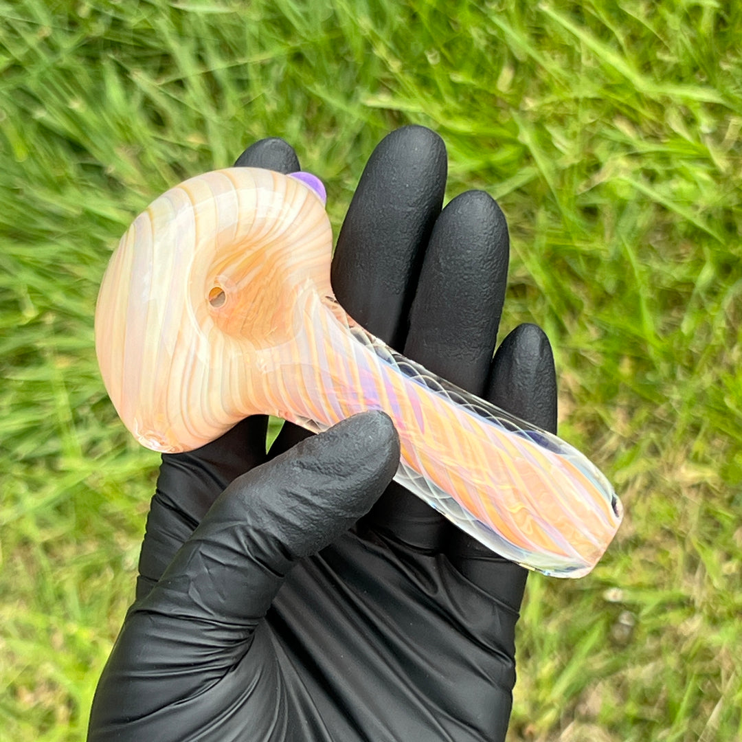 Thick Fume Pipe Pink Slyme Marble Glass Pipe Chuck Glass   