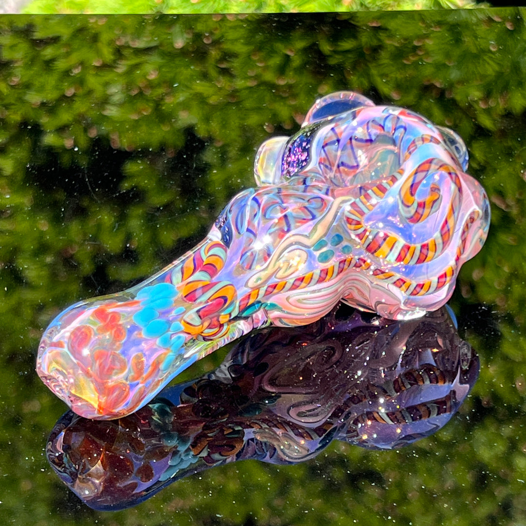 2.5in Dichro & Gold Fumed Spoon Long Glass Hand Pipe