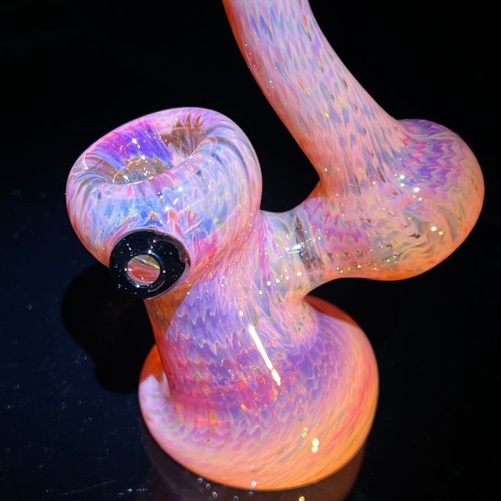 Guava Bubbler with Black Carb Glass Pipe Cose Glass   