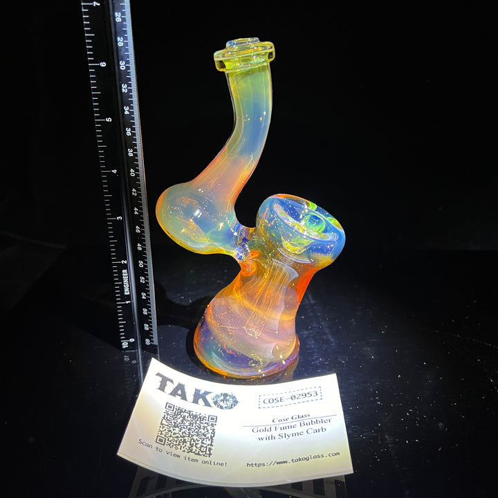 Gold Fume Bubbler with Slyme Carb Glass Pipe Cose Glass   