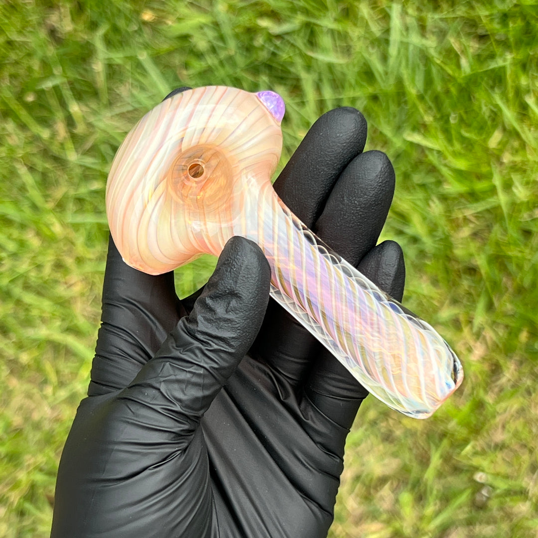 Thick Fume Pipe Pink Slyme Marble Glass Pipe Chuck Glass   