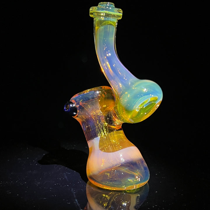 Gold Fume Bubbler with Black Carb Glass Pipe Cose Glass   