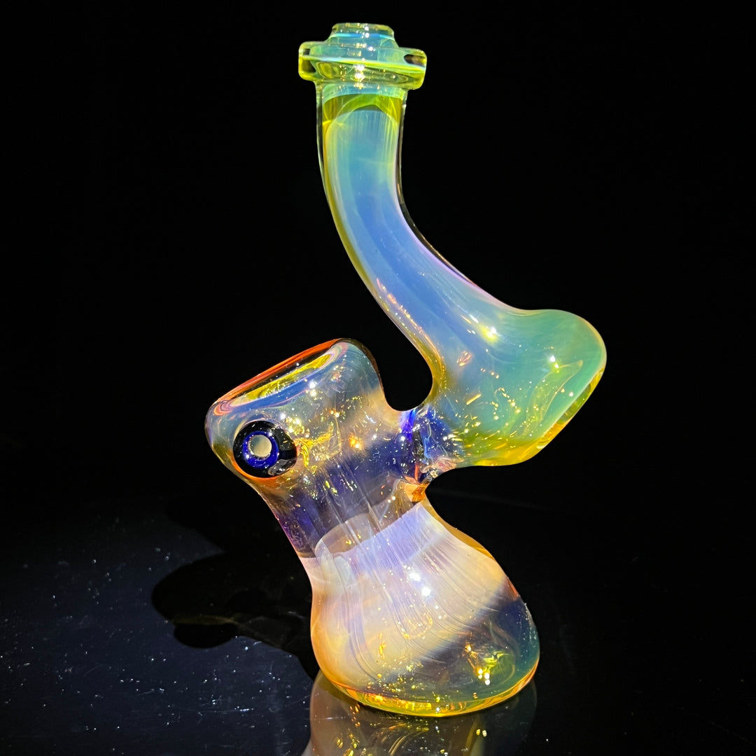 Gold Fume Bubbler with Black Carb Glass Pipe Cose Glass   