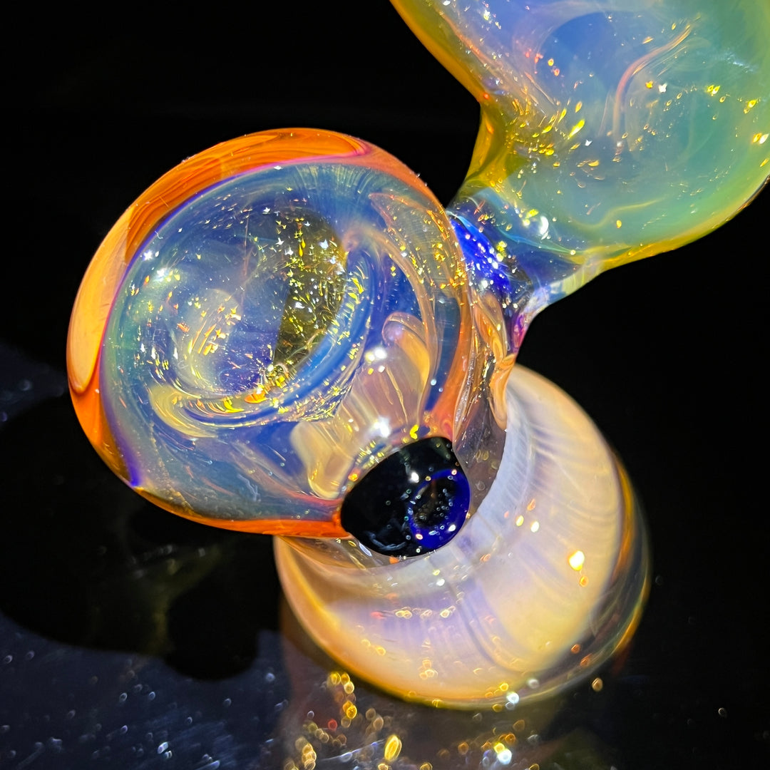 Gold Fume Bubbler with Black Carb Glass Pipe Cose Glass   