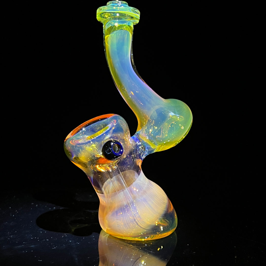 Gold Fume Bubbler with Black Carb Glass Pipe Cose Glass   