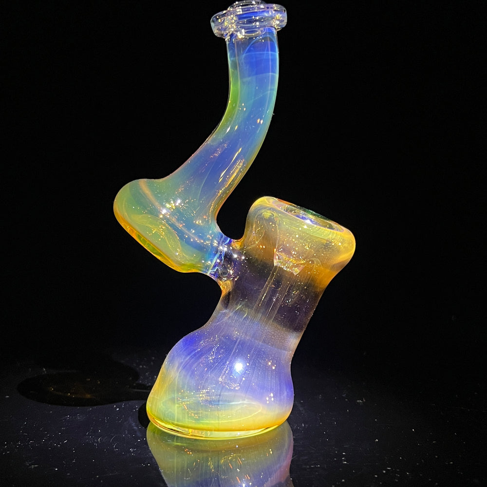 Silver Fume Bubbler with Sparkle Green Carb Glass Pipe Cose Glass   