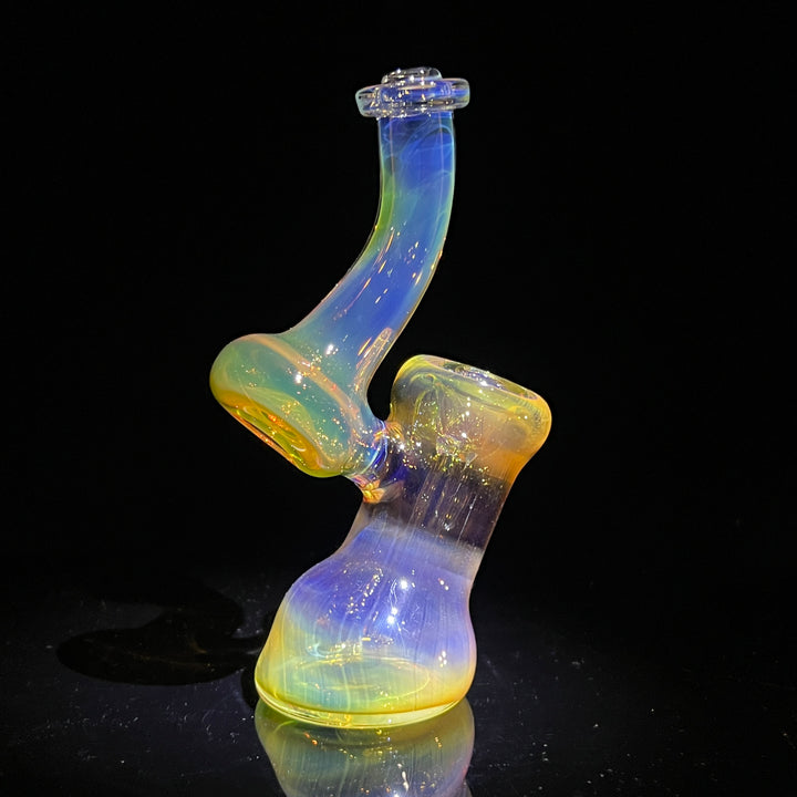 Silver Fume Bubbler with Sparkle Green Carb Glass Pipe Cose Glass   