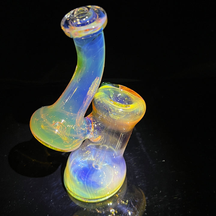 Silver Fume Bubbler with Sparkle Green Carb Glass Pipe Cose Glass   