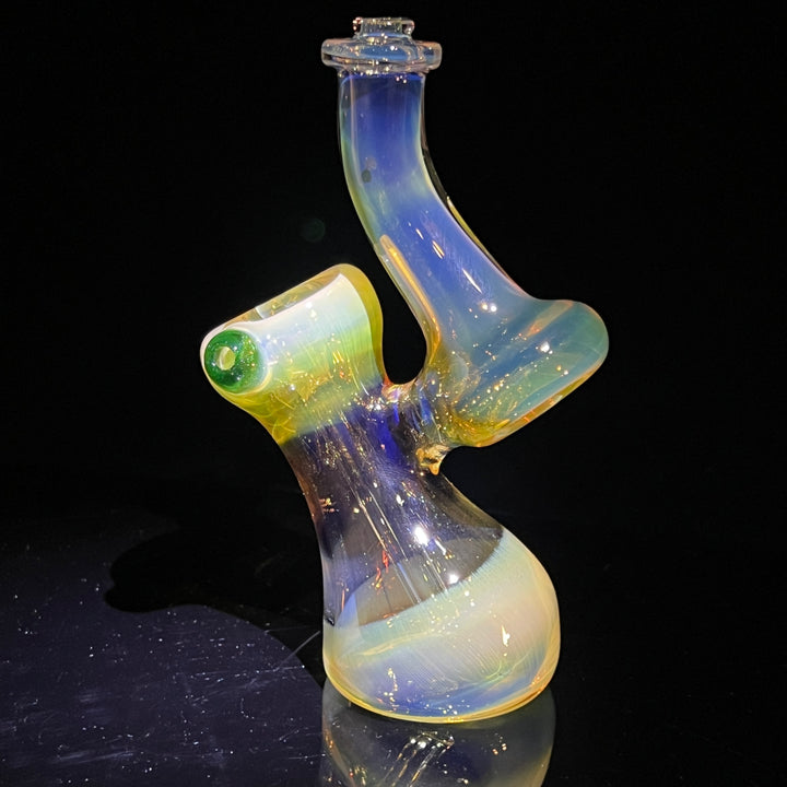 Silver Fume Bubbler with Sparkle Green Carb Glass Pipe Cose Glass   