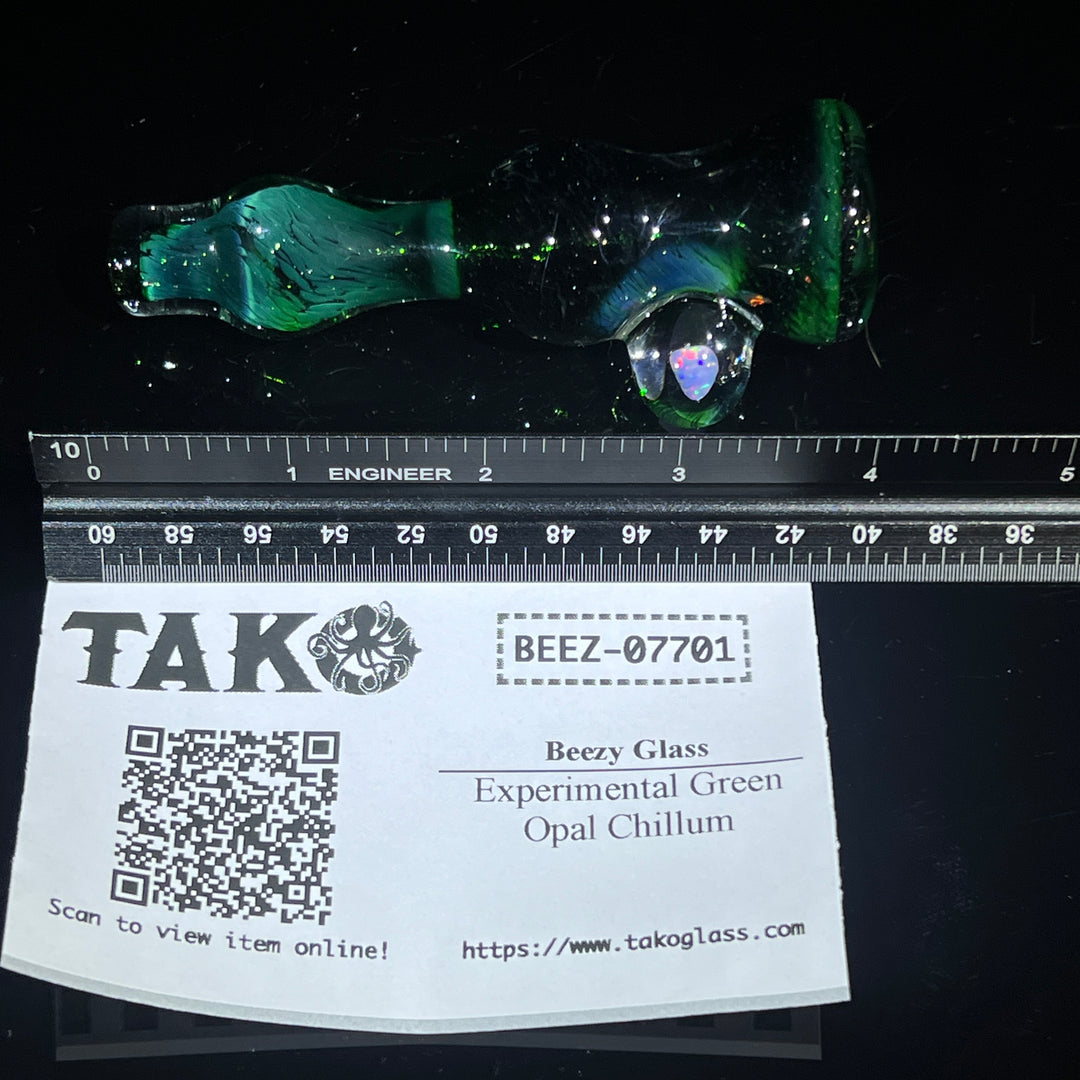 Experimental Green Opal Chillum Glass Pipe Beezy Glass