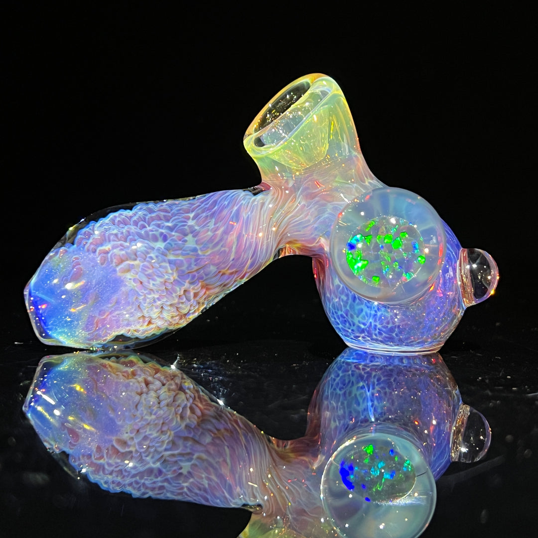 Purple Nebula Drop Hammer with Black Opal Coin Glass Pipe Tako Glass   