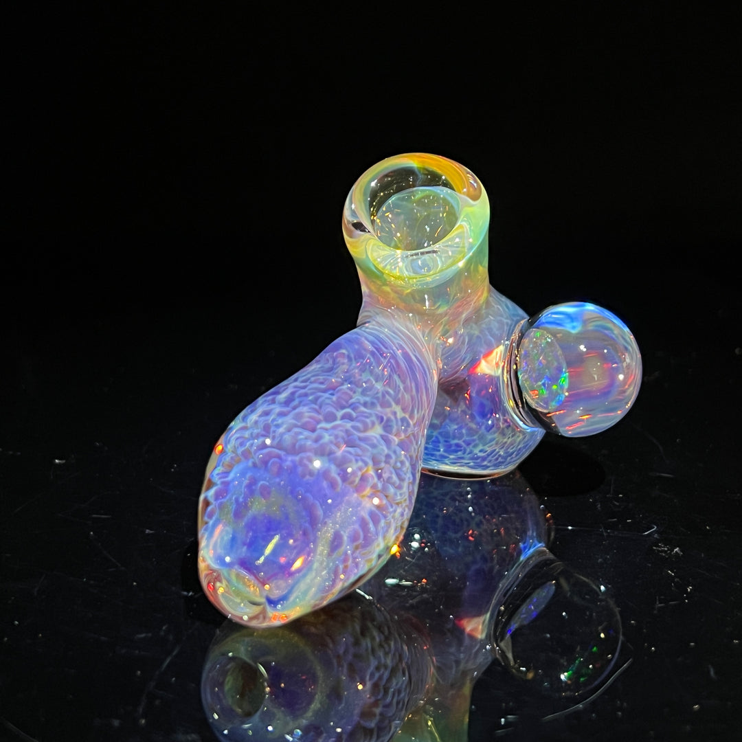 Purple Nebula Drop Hammer with Black Opal Coin Glass Pipe Tako Glass   