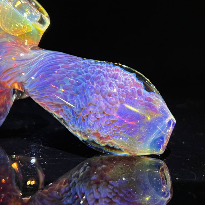 Purple Nebula Drop Hammer with Black Opal Coin Glass Pipe Tako Glass   