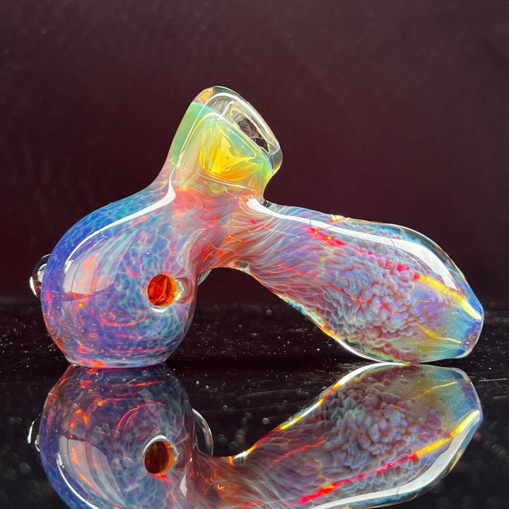 Purple Nebula Drop Hammer with Black Opal Coin Glass Pipe Tako Glass   