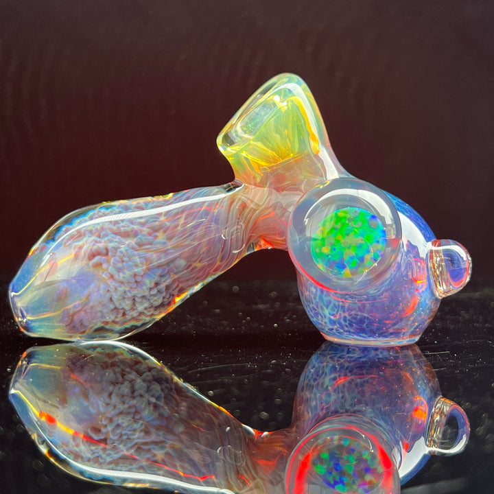 Purple Nebula Drop Hammer with Black Opal Coin Glass Pipe Tako Glass   