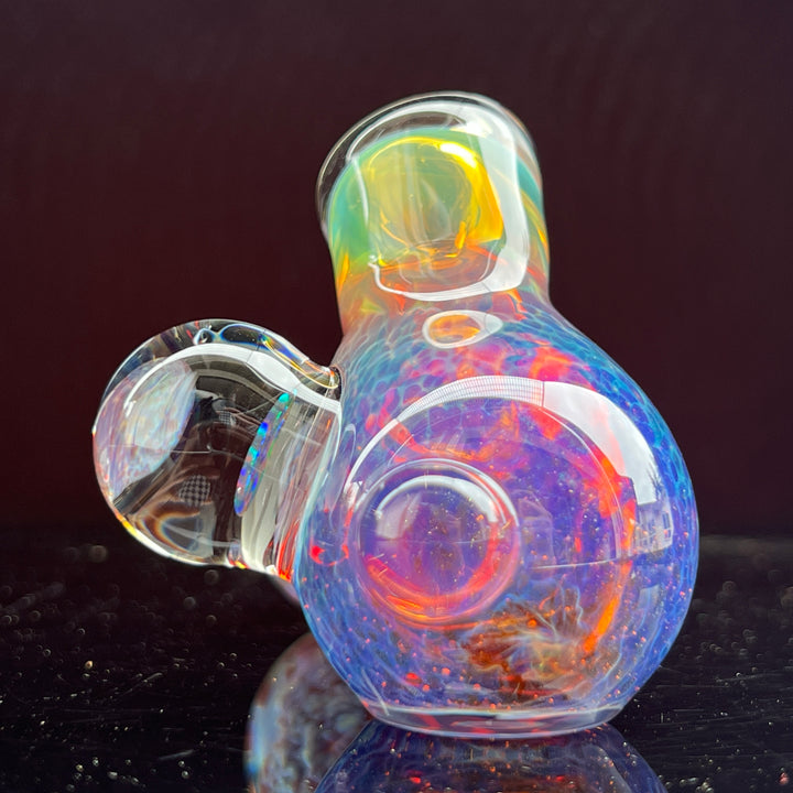 Purple Nebula Drop Hammer with Black Opal Coin Glass Pipe Tako Glass   