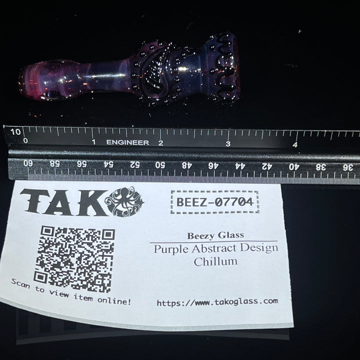 Purple Abstract Design Chillum Glass Pipe Beezy Glass