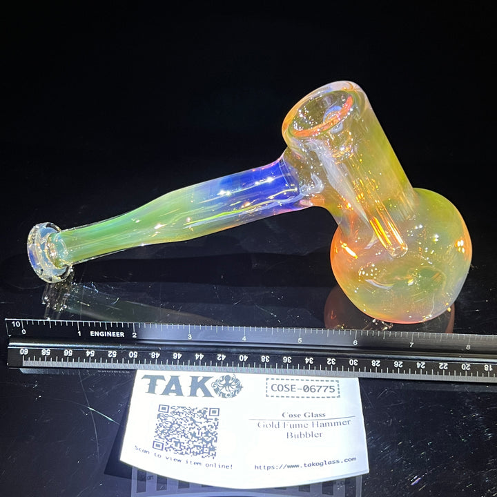 Gold Fume Hammer Bubbler Glass Pipe Cose Glass   