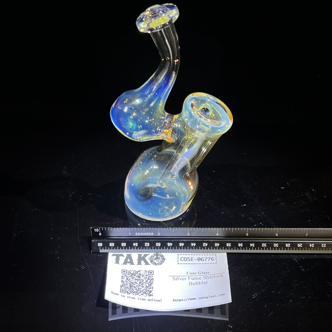 Silver Fume Sherlock Bubbler Glass Pipe Cose Glass   