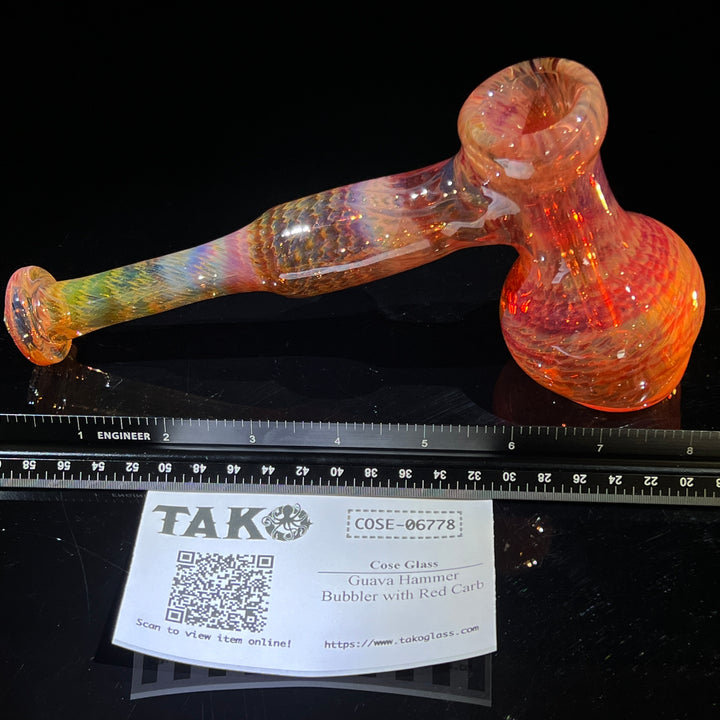 Guava Hammer Bubbler with Red Carb Glass Pipe Cose Glass   