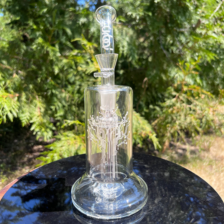 Hybrid 18mm Bubbler Glass Pipe Urbal Technologies Clear/White  