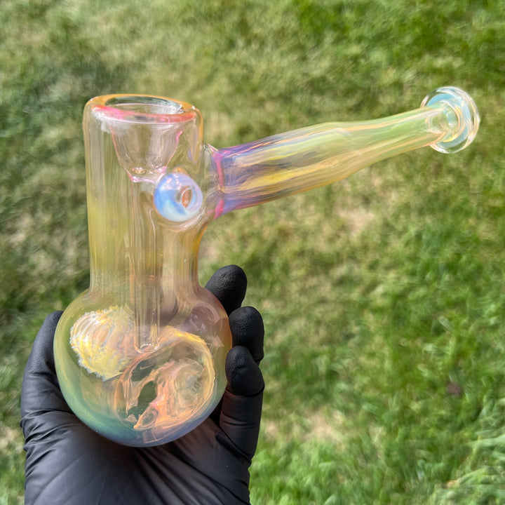 Gold Fume Hammer Bubbler Glass Pipe Cose Glass   