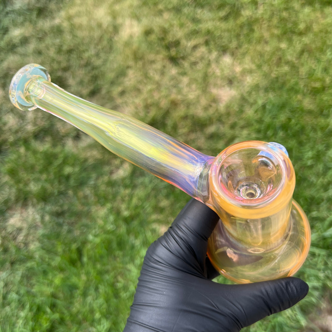 Gold Fume Hammer Bubbler Glass Pipe Cose Glass   