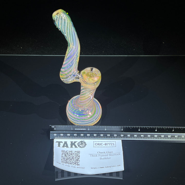 Thick Fumed Sherlock Bubbler Glass Pipe Chuck Glass