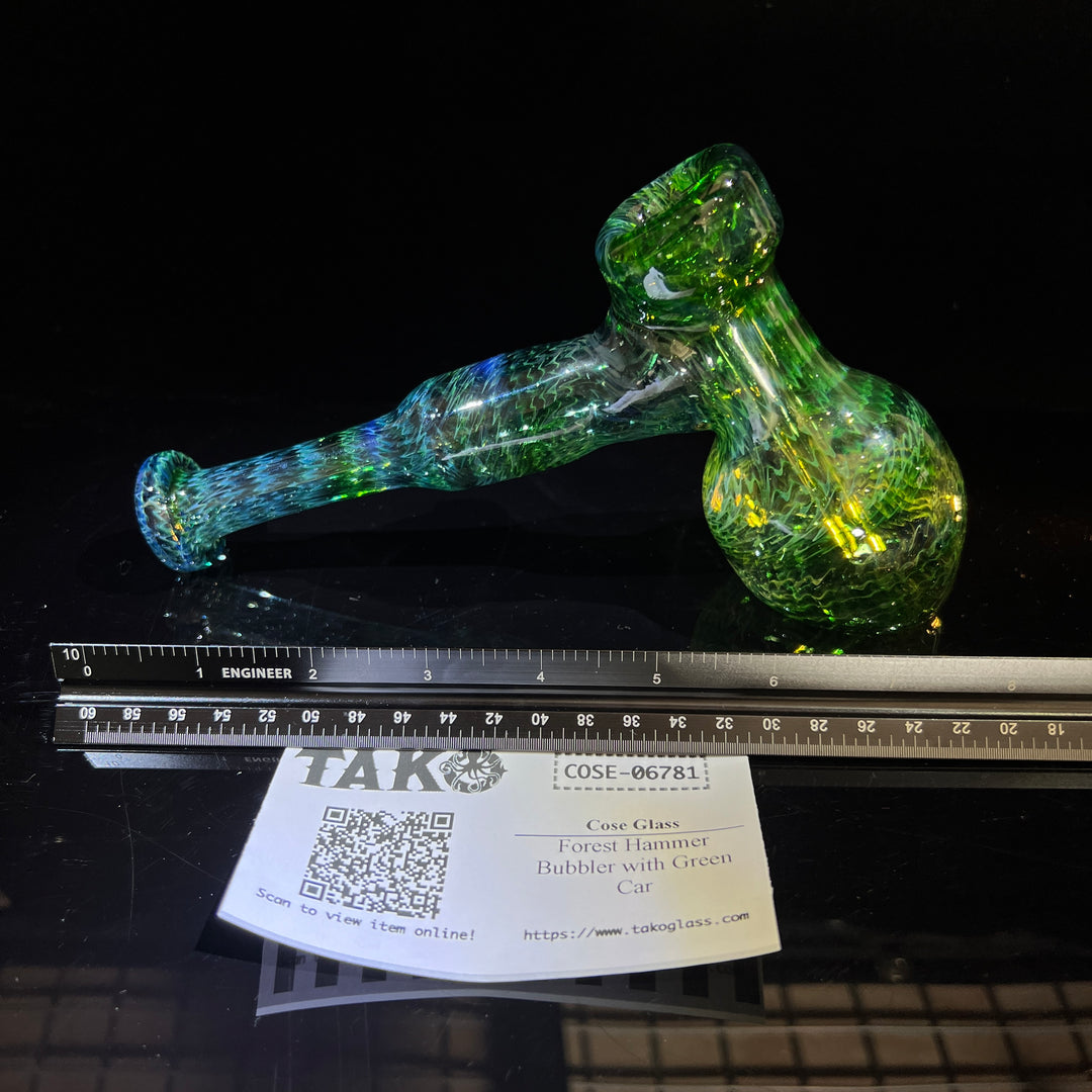 Forest Hammer Bubbler with Green Car Glass Pipe Cose Glass   