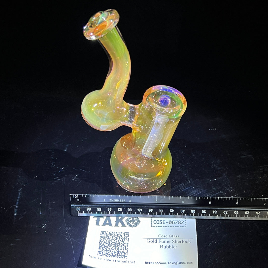 Gold Fume Sherlock Bubbler Glass Pipe Cose Glass   