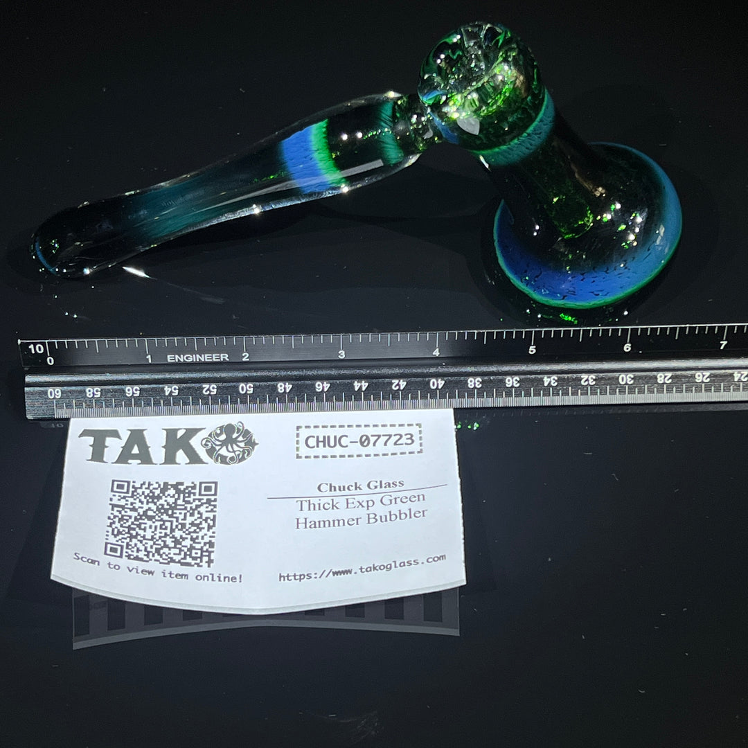 Thick Exp Green Hammer Bubbler Glass Pipe Chuck Glass