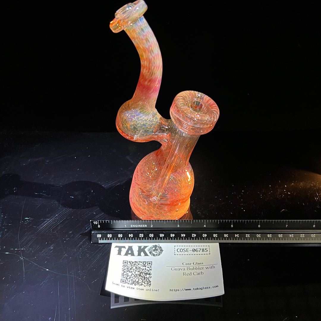 Guava Bubbler with Red Carb Glass Pipe Cose Glass   