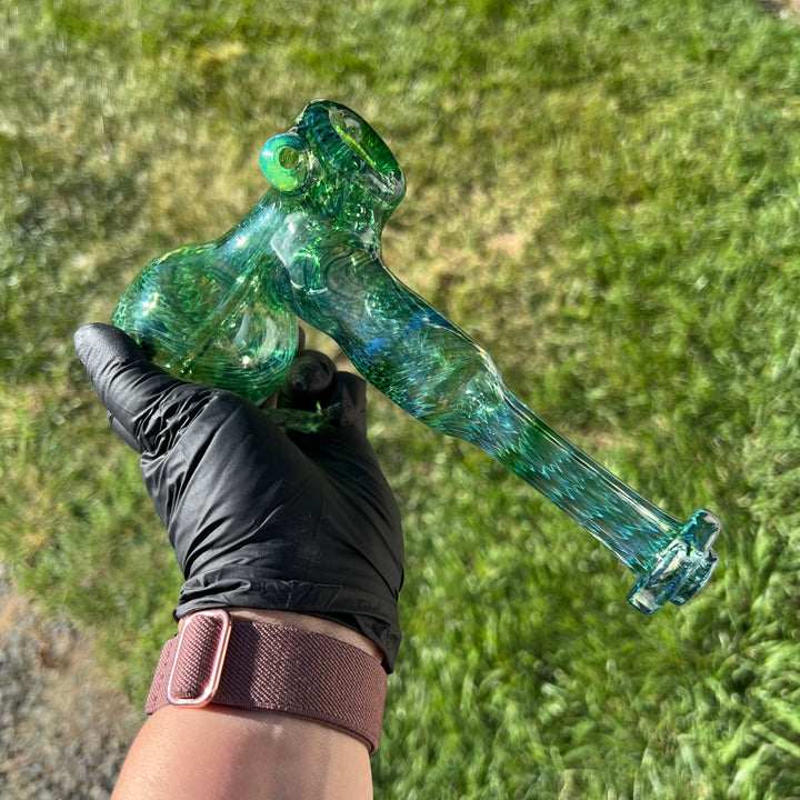 Forest Hammer Bubbler with Green Car Glass Pipe Cose Glass   