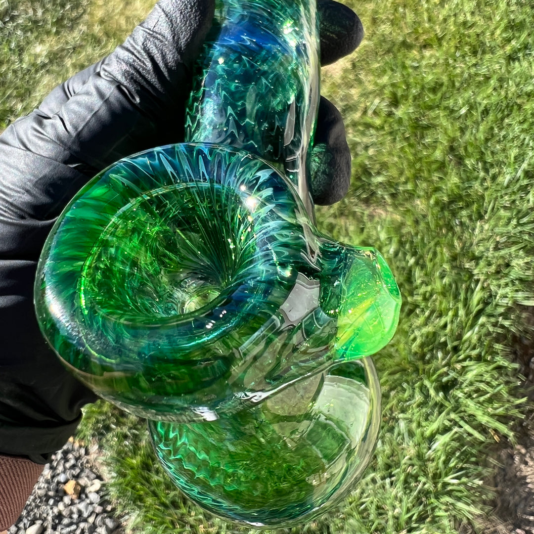 Forest Hammer Bubbler with Green Car Glass Pipe Cose Glass   