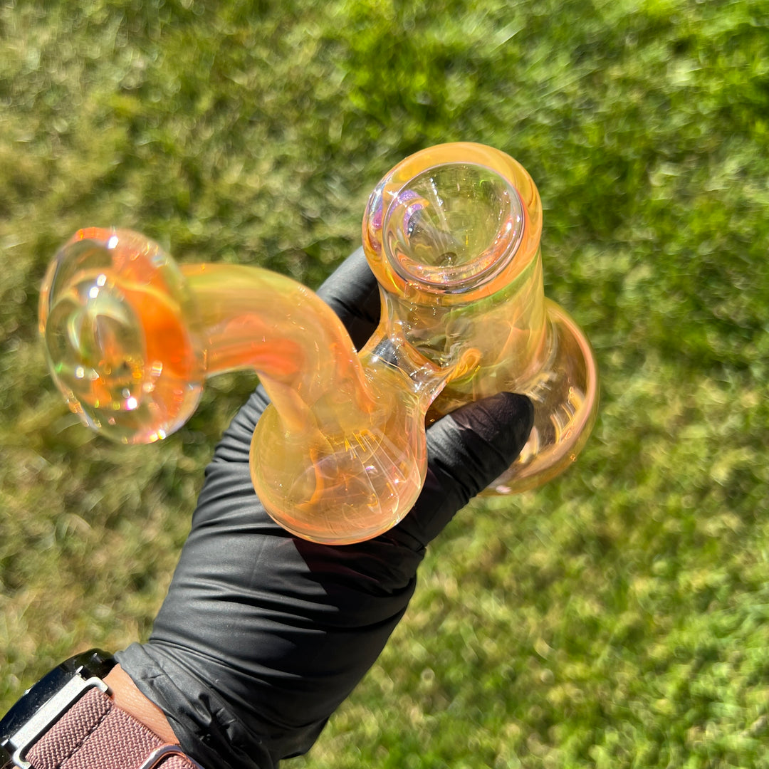 Gold Fume Sherlock Bubbler Glass Pipe Cose Glass   