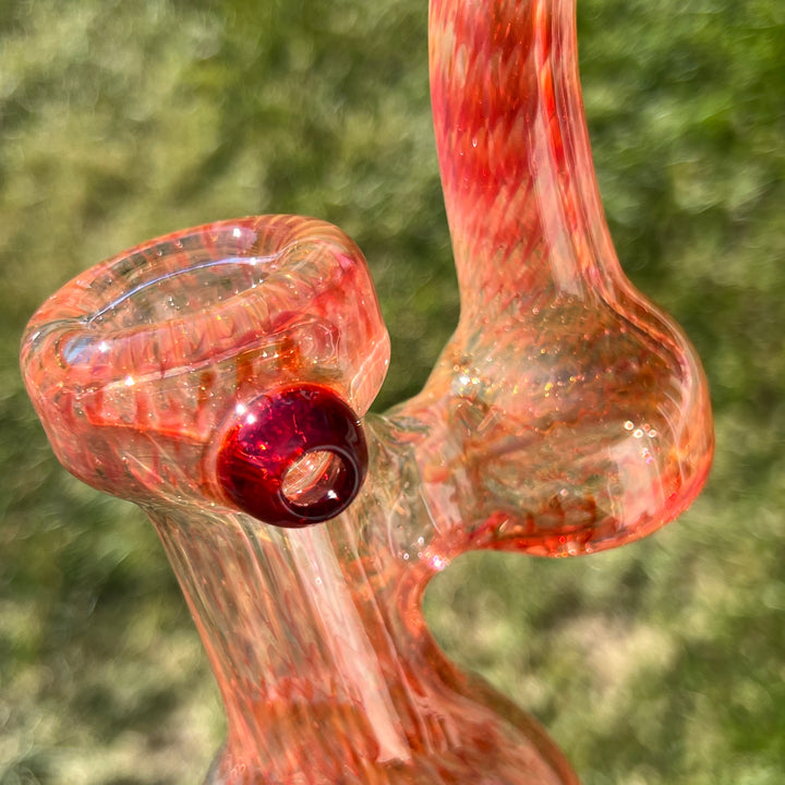 Guava Bubbler with Red Carb Glass Pipe Cose Glass   