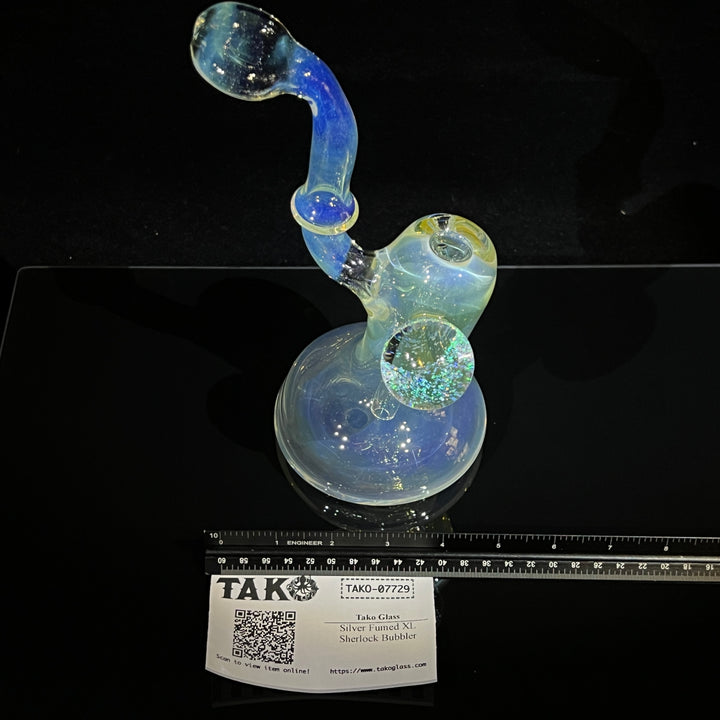 Silver Fumed XL Sherlock Bubbler Glass Pipe Tako Glass