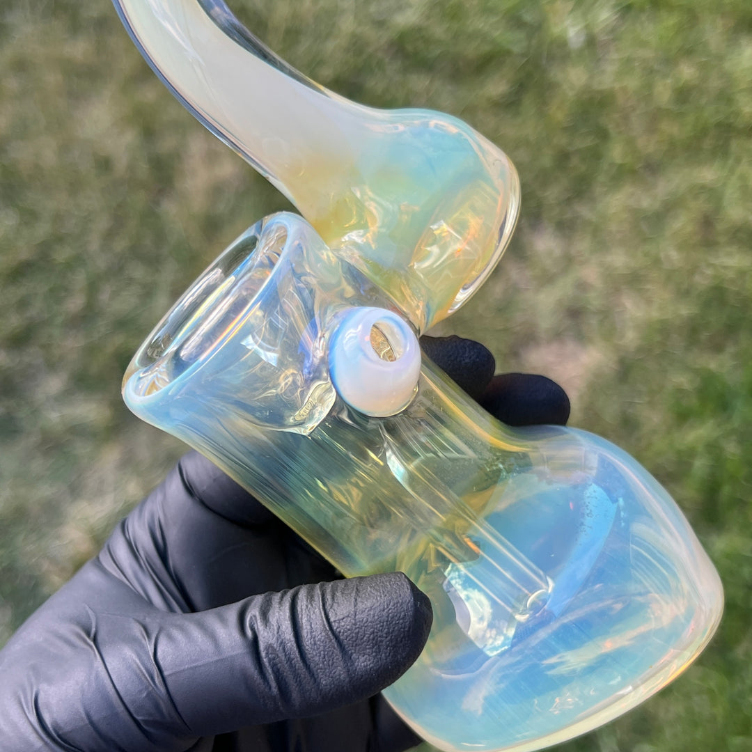 Silver Fume Sherlock Bubbler Glass Pipe Cose Glass   