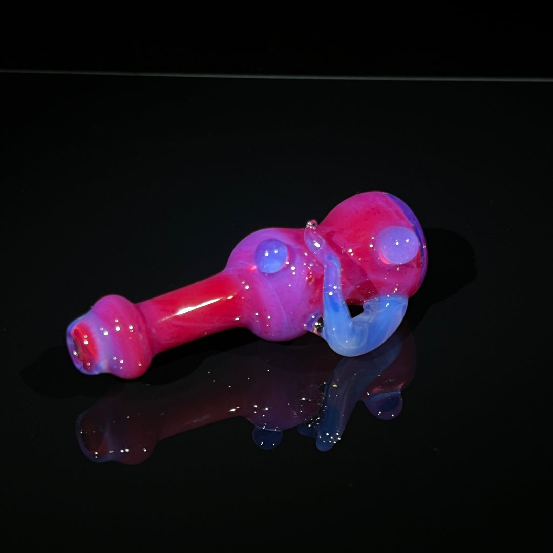 Hot Pink Horned Chillum Glass Pipe Beezy Glass