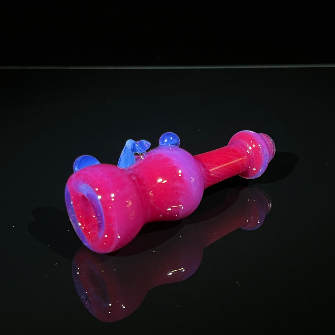 Hot Pink Horned Chillum Glass Pipe Beezy Glass