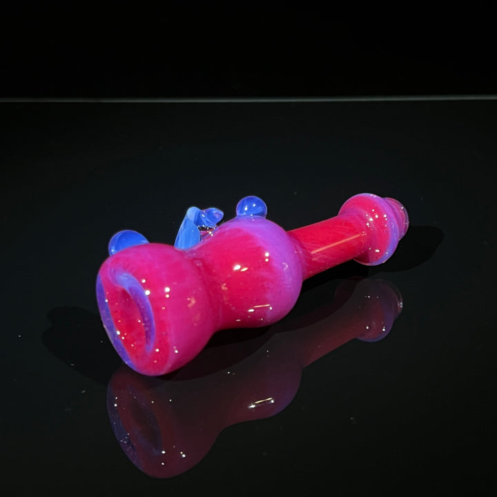 Hot Pink Horned Chillum Glass Pipe Beezy Glass