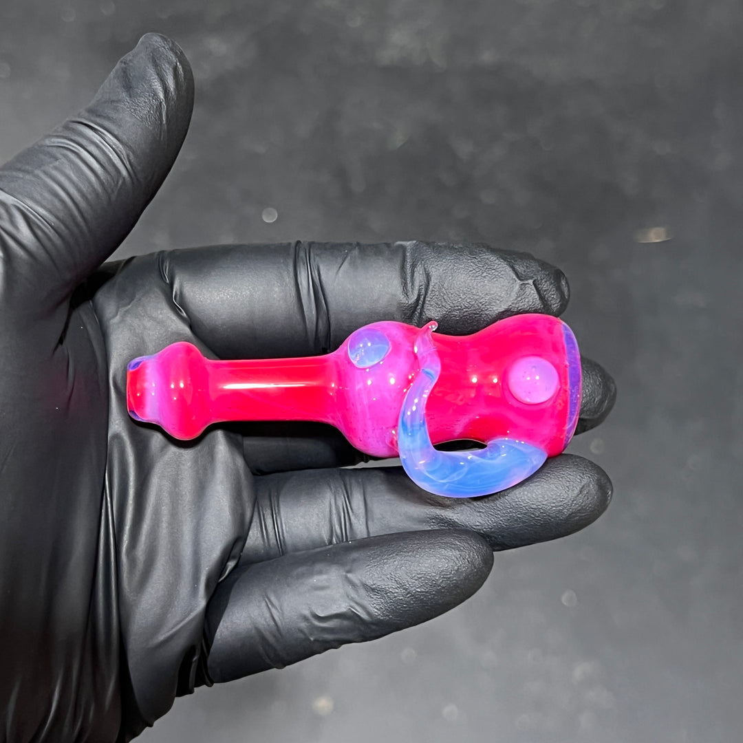 Hot Pink Horned Chillum Glass Pipe Beezy Glass