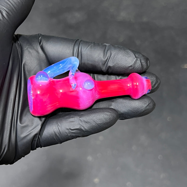 Hot Pink Horned Chillum Glass Pipe Beezy Glass