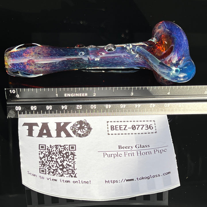 Blue Frit Horn Pipe Glass Pipe Beezy Glass