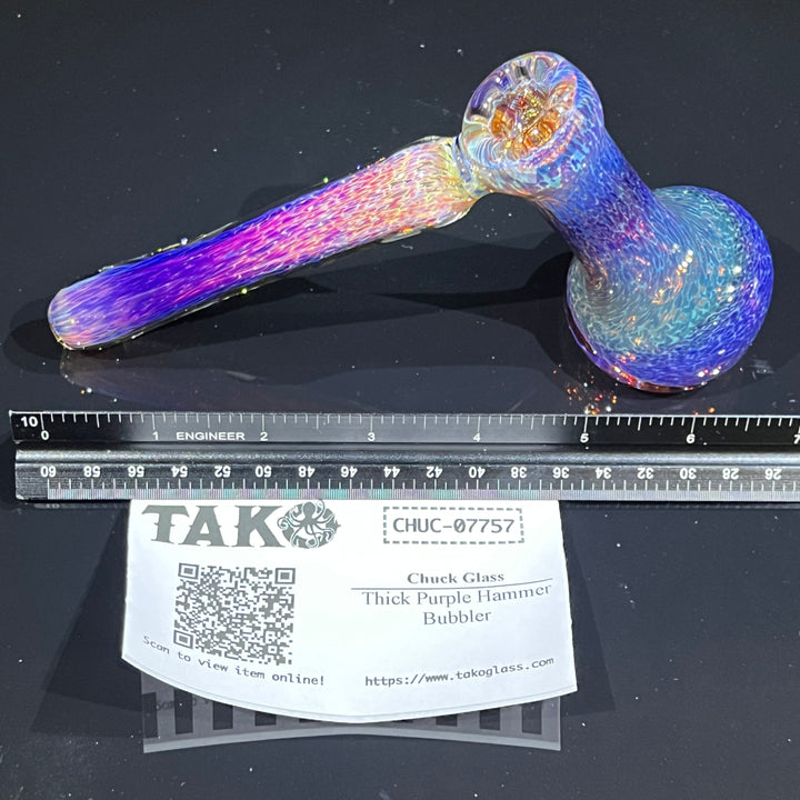 Thick Purple Hammer Bubbler Glass Pipe Chuck Glass