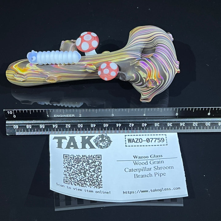 Wood Grain Caterpillar Shroom Branch Pipe Glass Pipe Wazoo Glass