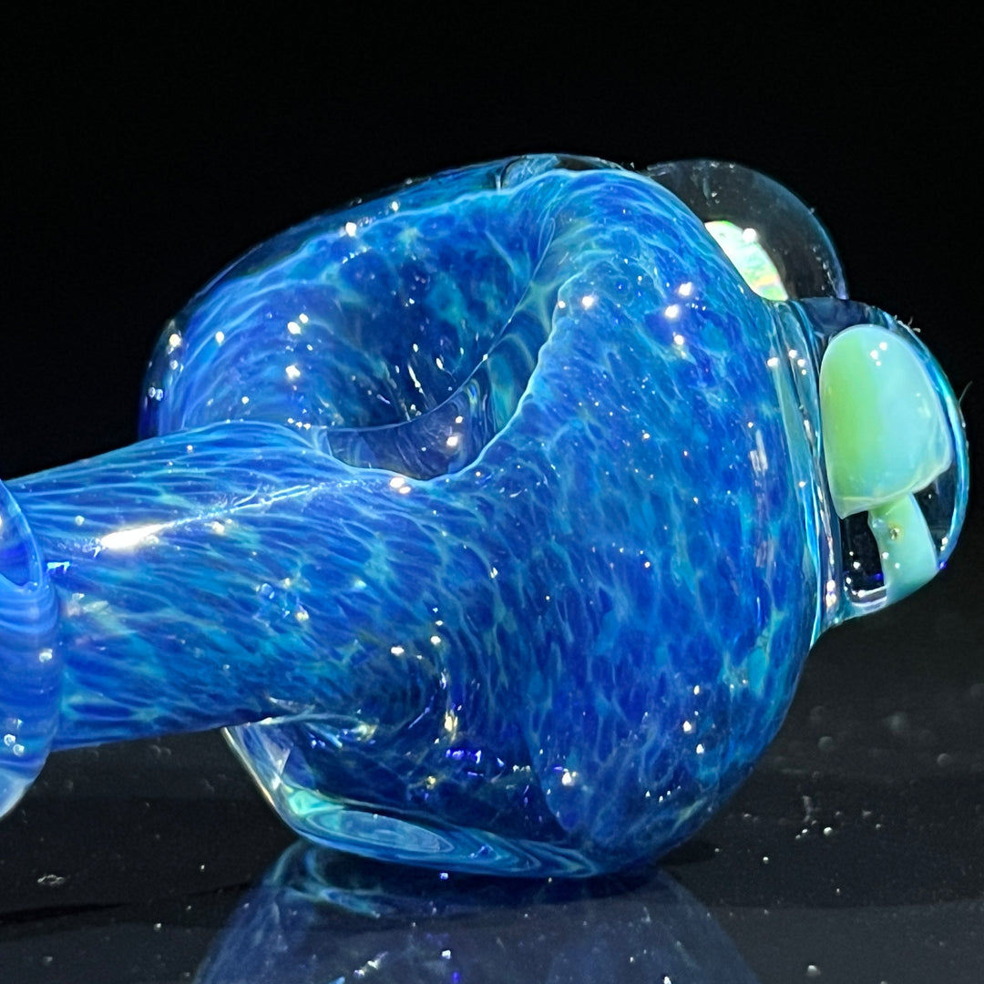 Blue Mushroom Pipe with Opal Glass Pipe Beezy Glass