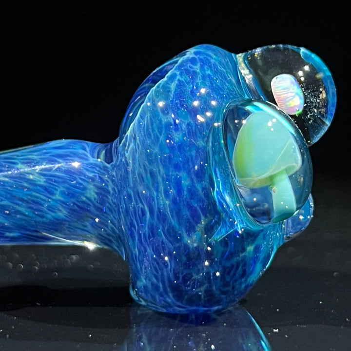 Blue Mushroom Pipe with Opal Glass Pipe Beezy Glass