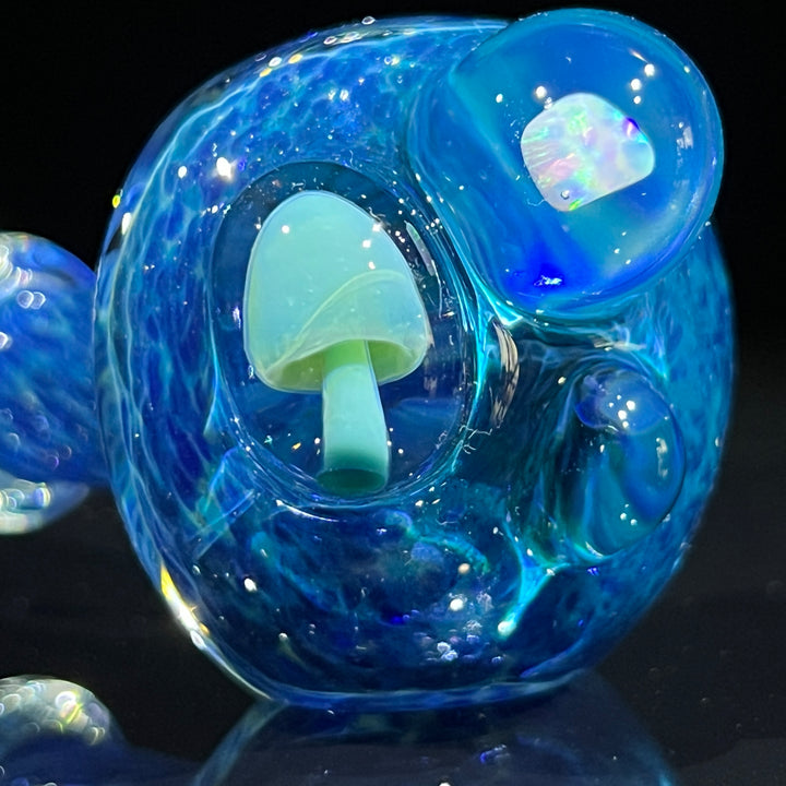 Blue Mushroom Pipe with Opal Glass Pipe Beezy Glass